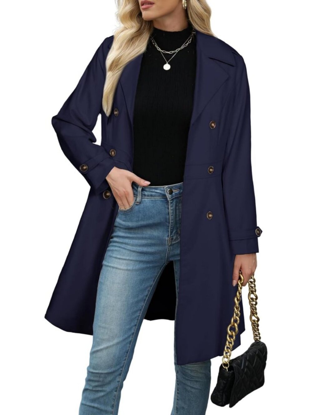 Chic Double-Breasted Trench Coat | Long Dressy Windbreaker for Fall & Winter